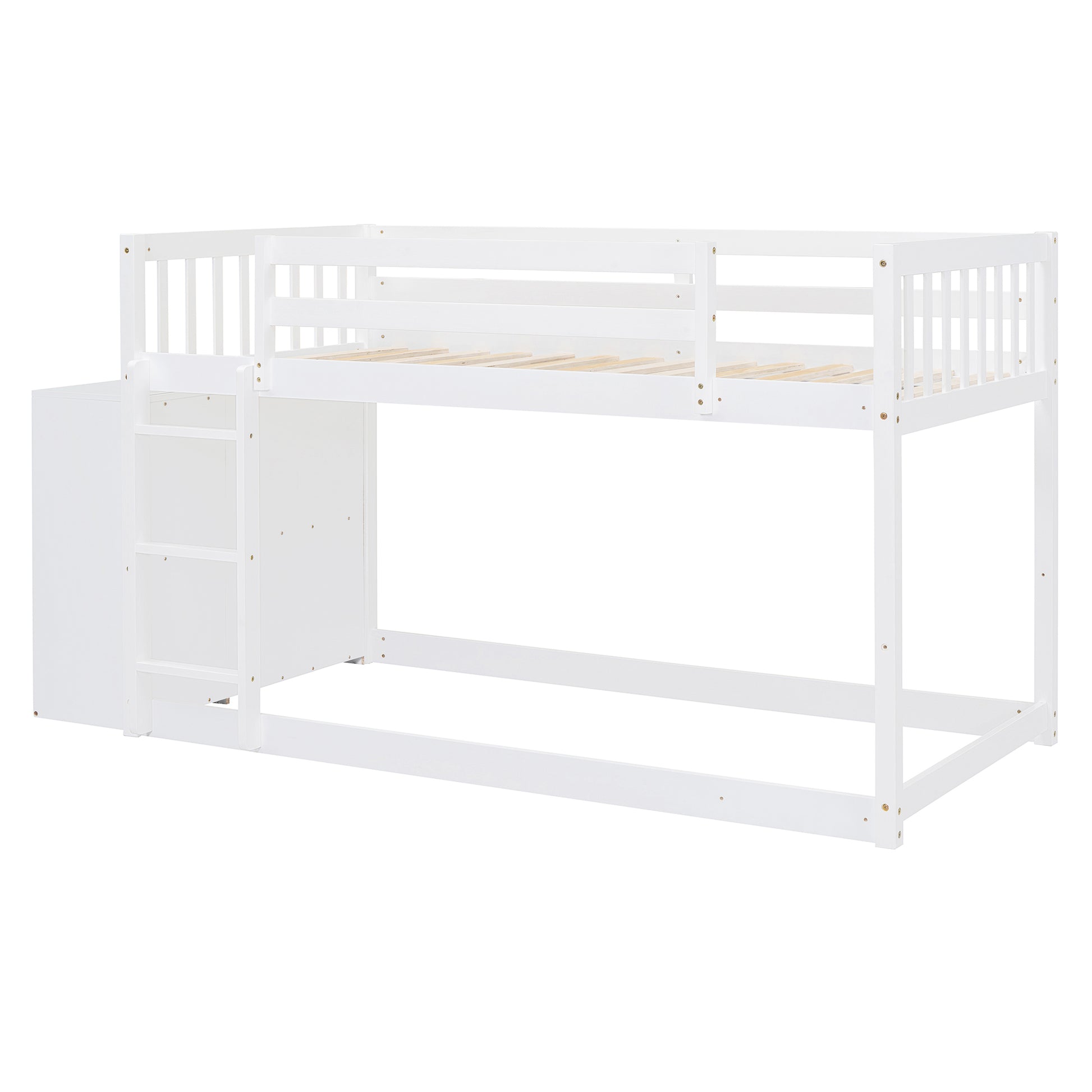 Twin Over Twin Bunk Bed With 4 Drawers And 3 Shelves White Twin White Solid Wood