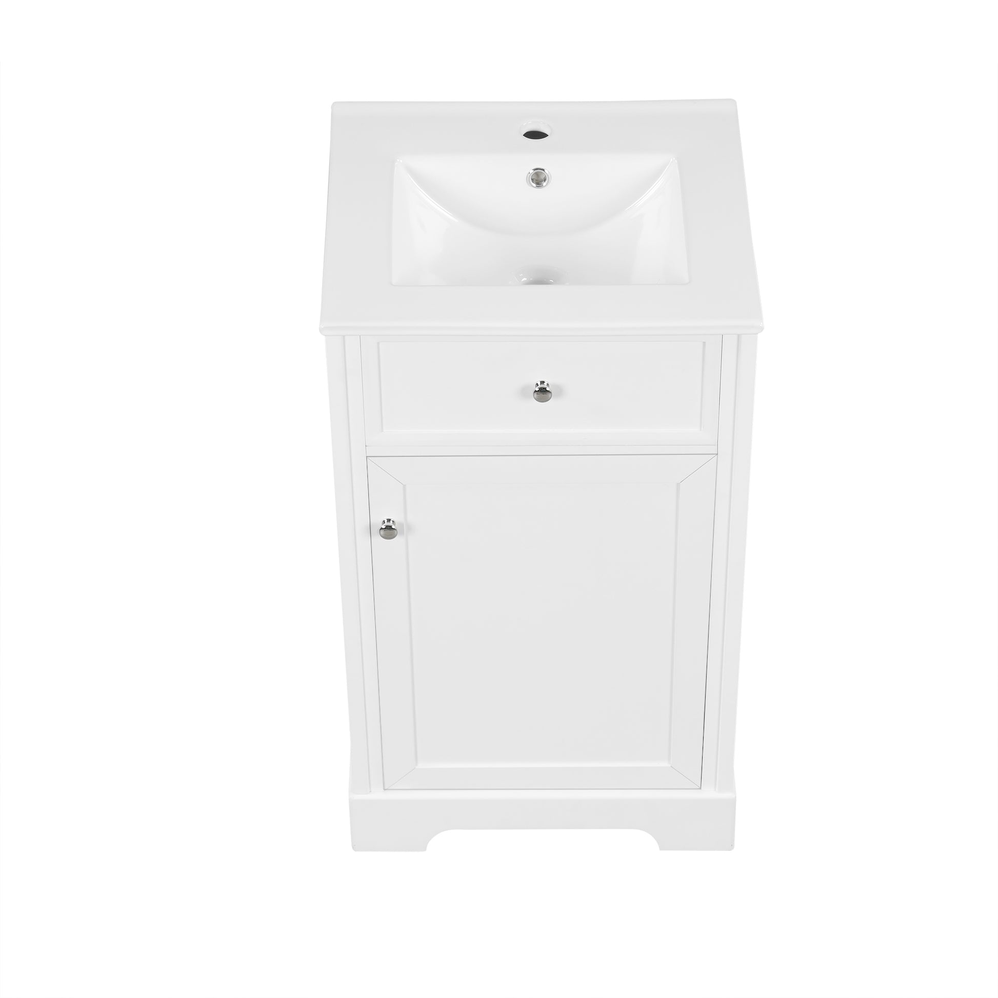 20" Bathroom Vanity With Sink, Bathroom Cabinet With Soft Closing Door, Storage Rack And Adjustable Shelve, White White Mdf