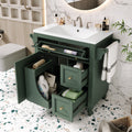 30'' Bathroom Vanity With Top Sink, Modern Bathroom Storage Cabinet With 2 Drawers And A Tip Out Drawer, Single Sink Bathroom Vanity Same As Sw000143Aaf Green Bathroom Modern Solid Wood Mdf Resin