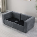 Modular Sectional Sofa, 2 Piece Sectional Sofa Set, Two Corner Chairs, Chenille Grey Grey Fabric 2 Seat