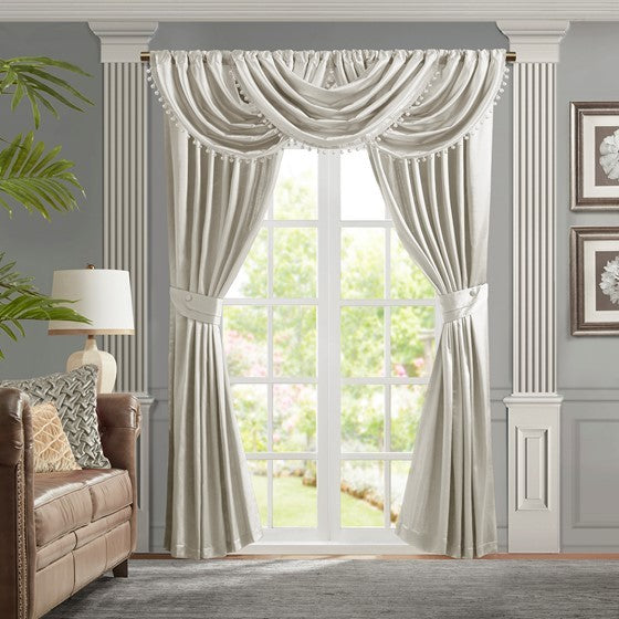 Waterfall Valance Only 1 Pc Valance Beige Polyester