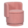 360 Degree Swivel Back Sofa Chair With Storage Space, Suitable For Bedroom And Living Room Pink Pink Boucle