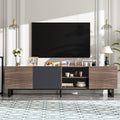 Modern Tv With 3 Cabinets& Open Shelves, Color Matching Media Console Table For Tvs Up To 80'', Entertainment Center With Drop Down Door For Living Room, Bedroom, Home Theatre Dark Brown Primary