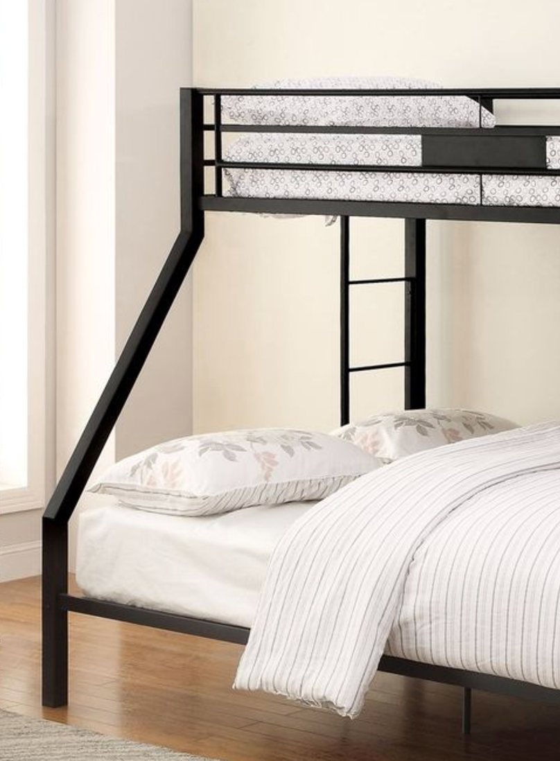 Limbra Sandy Black Finish Twin Xl Queen Bunk Bed Black Metal