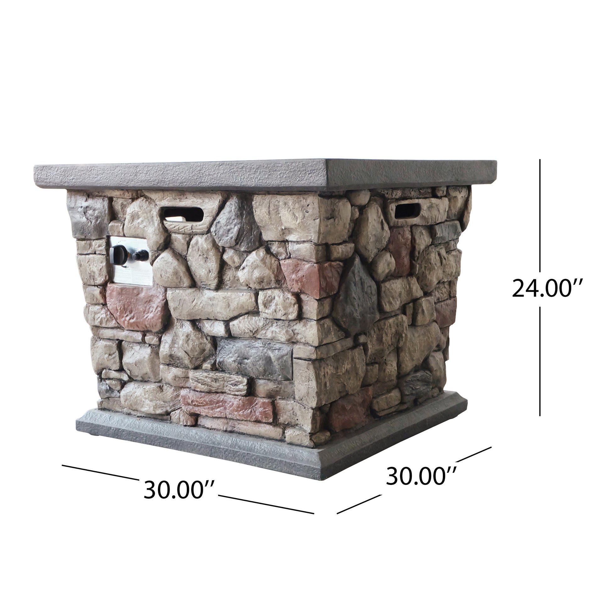 Carson 30' Square Mgo Fire Pit 40,000 Btu Stone Gray Magnesium Oxide