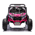 24V Two Seater Kids Ride On Utv W Parents Remote Control,Four Wheel Suspension,Slow Start,Large Wheel Design,Anti Collision Bar,Storage Space,Music,Usb,Bluetooth,Volume Control,Led Lights For Kids 3 . Pink 100 149 Lbs Polypropylene