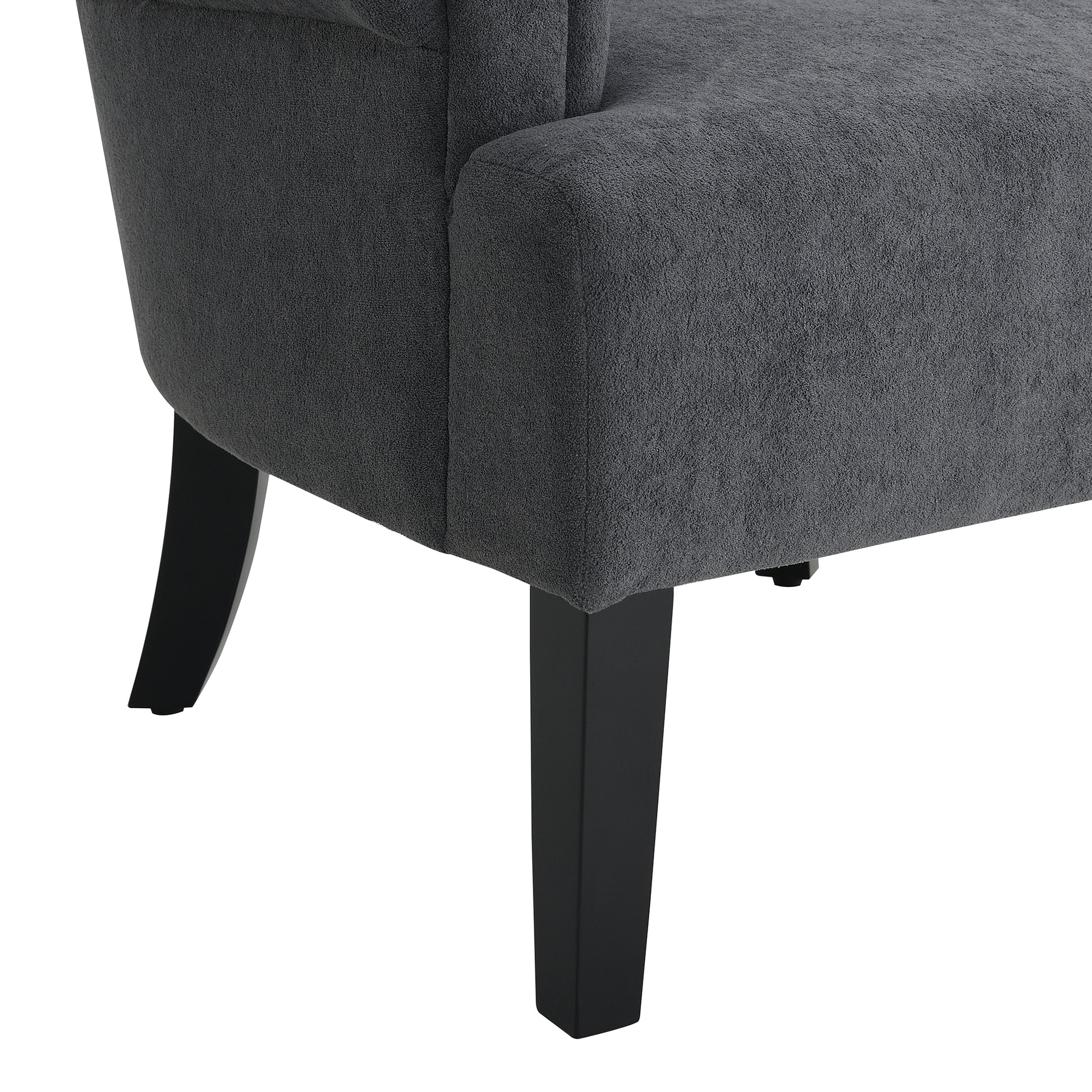 Modern Accent Living Room Chairs,Polyester Armchair Club Chair With Channel Back, Accent Chair For Living Room, Bedroom Reading Room, Soft Fabric, Wooden Leg, Dark Grey Dark Grey Primary Living Space Modern Foam Plywood