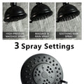 High Pressure Rain Shower Head With 3 Spray Modes, 4 matte black-abs