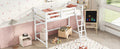 Twin Size High Loft Bed With Inclined Ladder, Guardrails,White Twin White American Design Pine