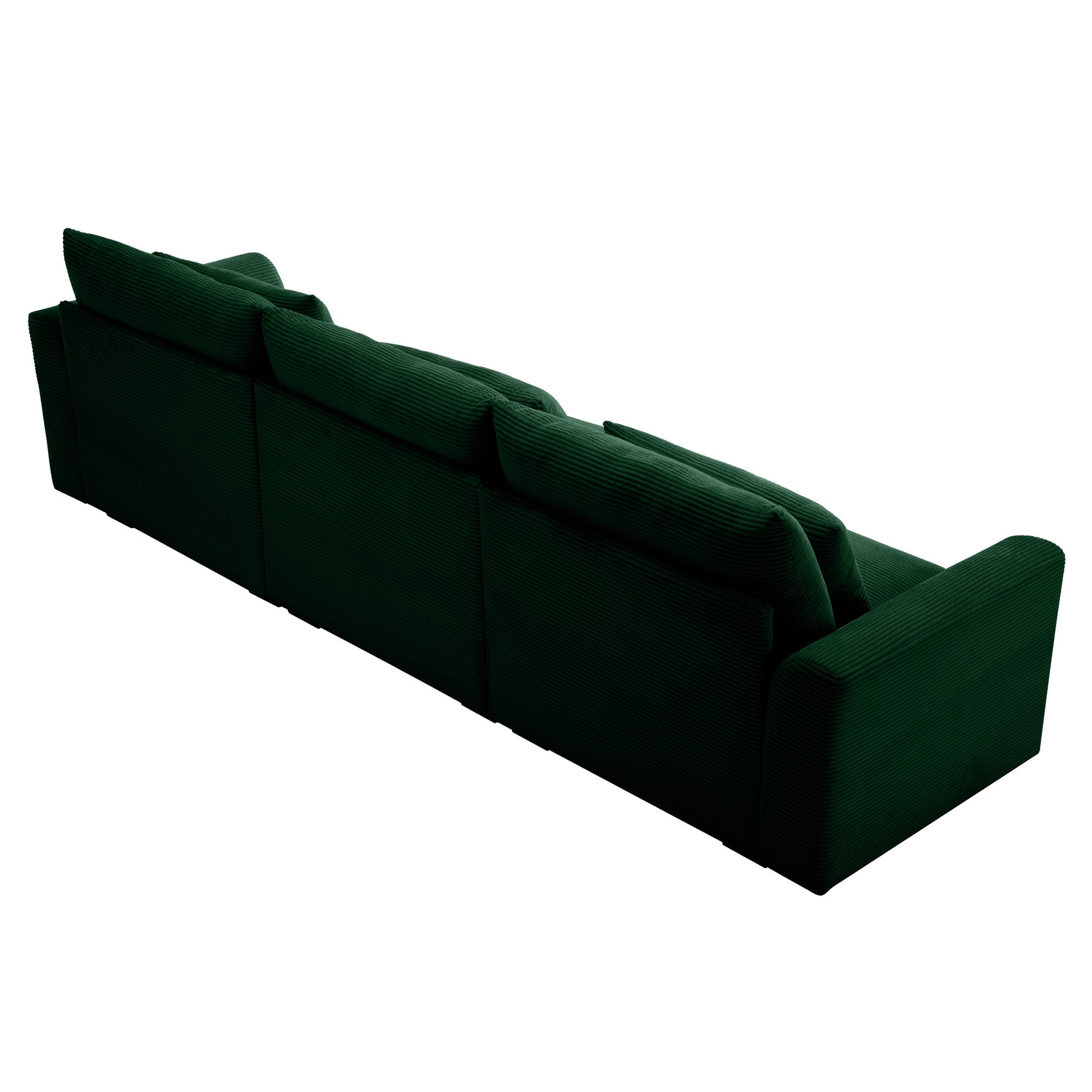 3 Seater Deep Seat Couches For Living Room, Wide And Deep Seat Comfy Living Roo Sofas With 3 Waist Pillows, Green Corduroy Green Corduroy 3 Seat