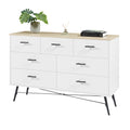 7 Drawer Dresser For Bedroom With Deep Drawers, Wood Dressers & Chest Of Drawers, Modern White Long Dressers For Closet Living Room, 47.2