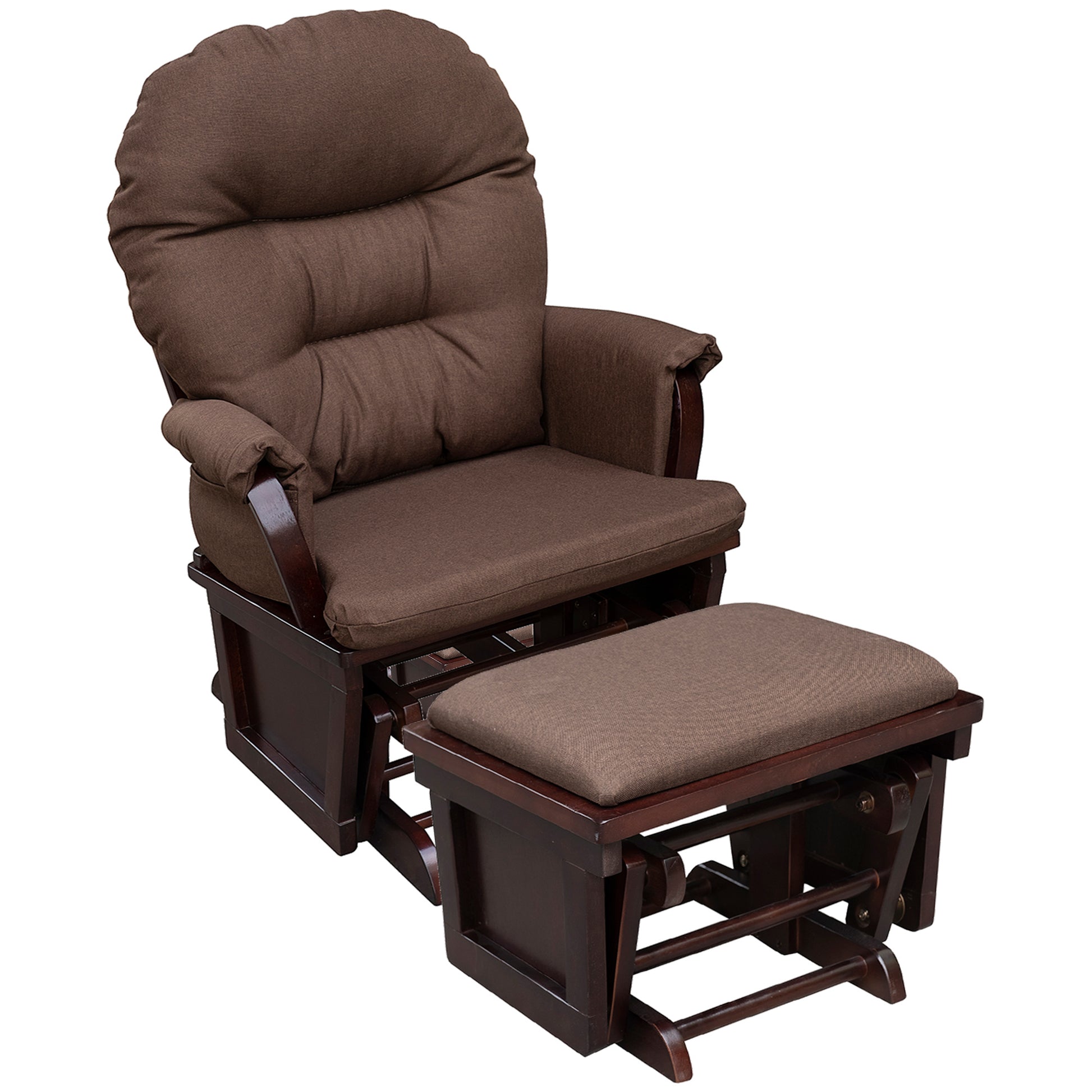 Homcom Nursery Glider Rocking Chair With Ottoman, Thick Padded Cushion