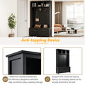 Versatile 4 In 1 Hall Tree With 6 Golden Hooks, Brown Wood Grain Bench With Multiple Storage Space, Entryway Coat Rack With 2 Drawers For Living Room, Hallway, Black, 47.2''W*76.6''H Black Primary