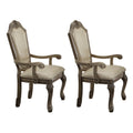 Antique White Solid Back Arm Chairs Set Of 2 Solid Antique White Dining Room Foam Luxury Arm Chair Solid Back Set Of 2 Foam Wood Fabric