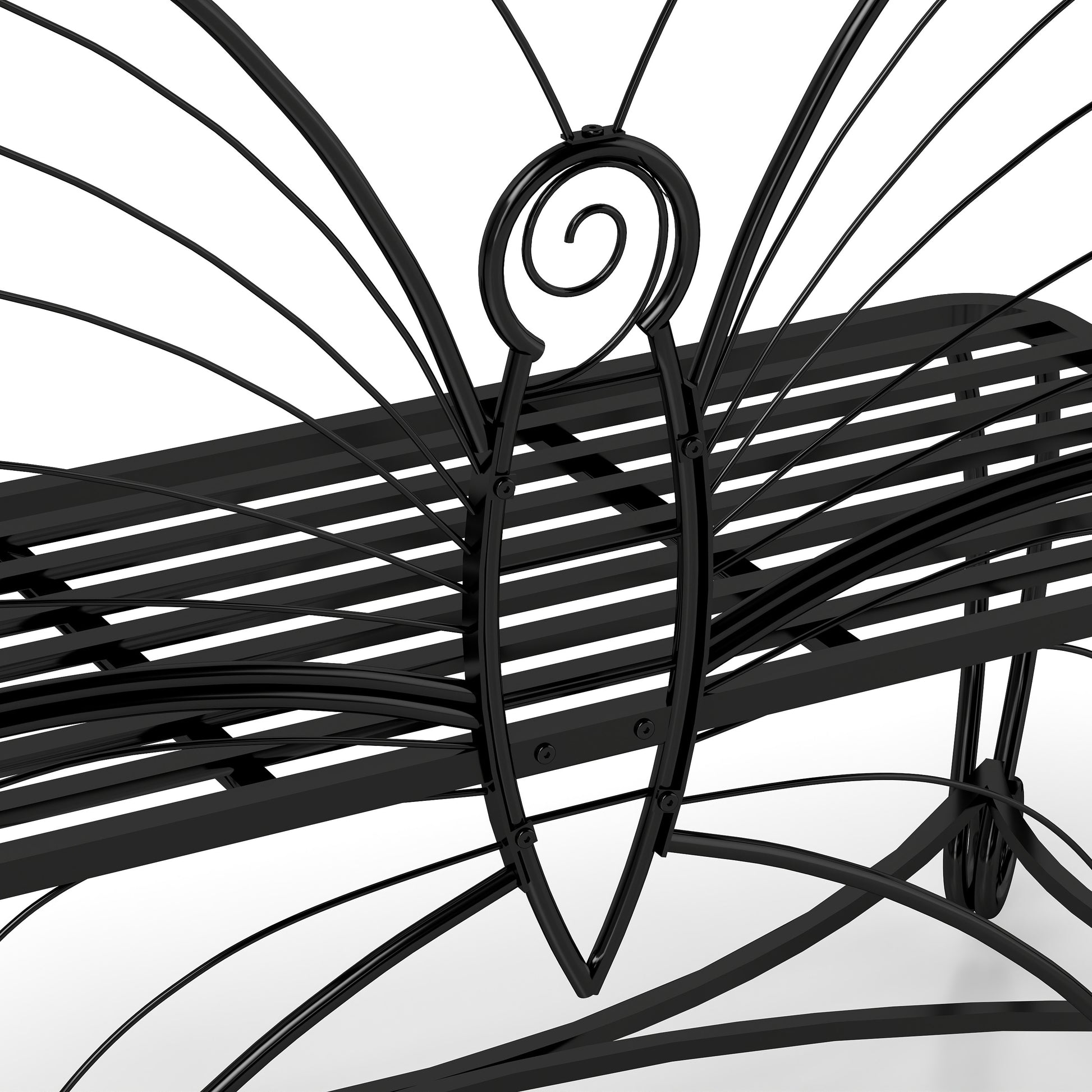 Butterfly Cast Metal Garden Bench, Outdoor Bench Patio Seat, Park Bench Outdoor Seating For Garden, Yard, Park, Entryway Black Garden & Outdoor 2 Person Seating Group Metal