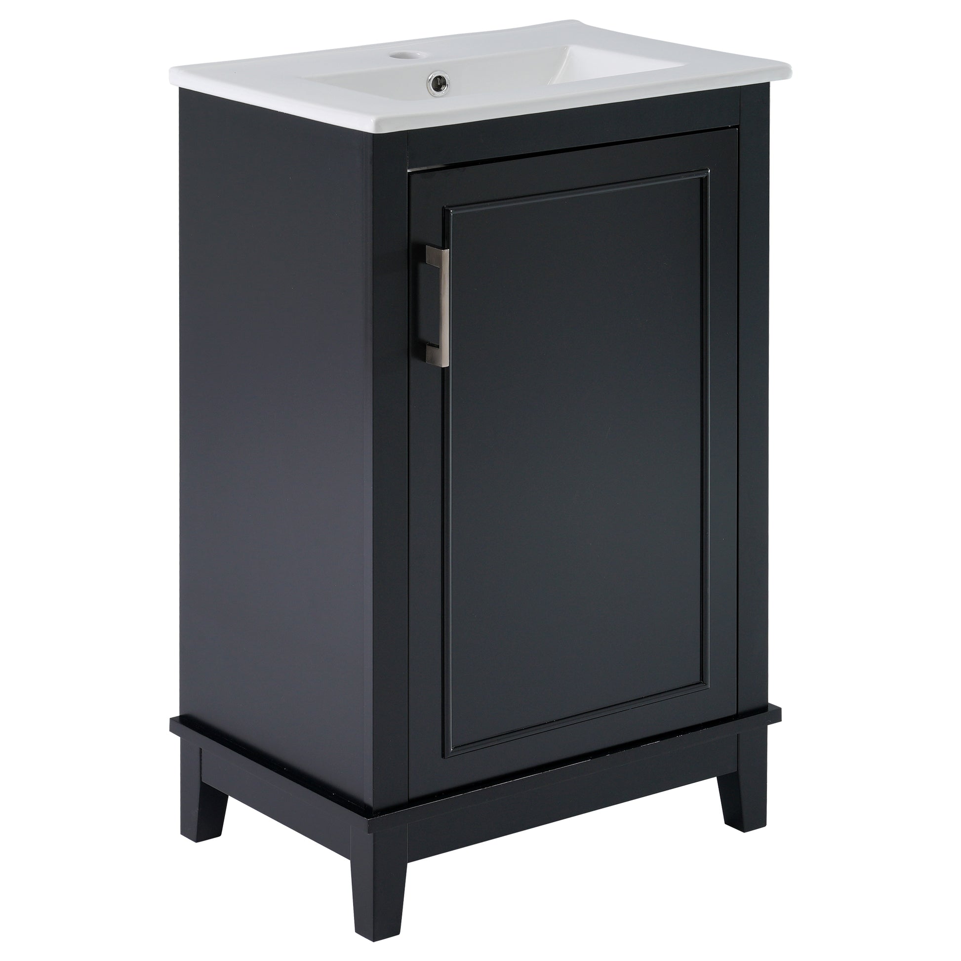 Viedo 20 Inch Modern Small Bathroom Vanity Cabinet With Ceramic Basin 20*15.5*33.3 Inches,Ample Storage,1 Soft Close Door Black Bathroom Solid Wood Mdf