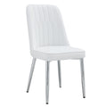 4 Modern Dining Chairs, Smooth Pu Leather Backrest And Silver Toned Metal Legs For A Comfortable Home Experience For Kitchens, Bedrooms And Offices. White Pu