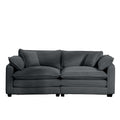 Modern Fabric Living Room Sofa With 4 Pillows Upholstered Large Deep Seating Loveseat, Grey Corduroy Grey Corduroy 2 Seat