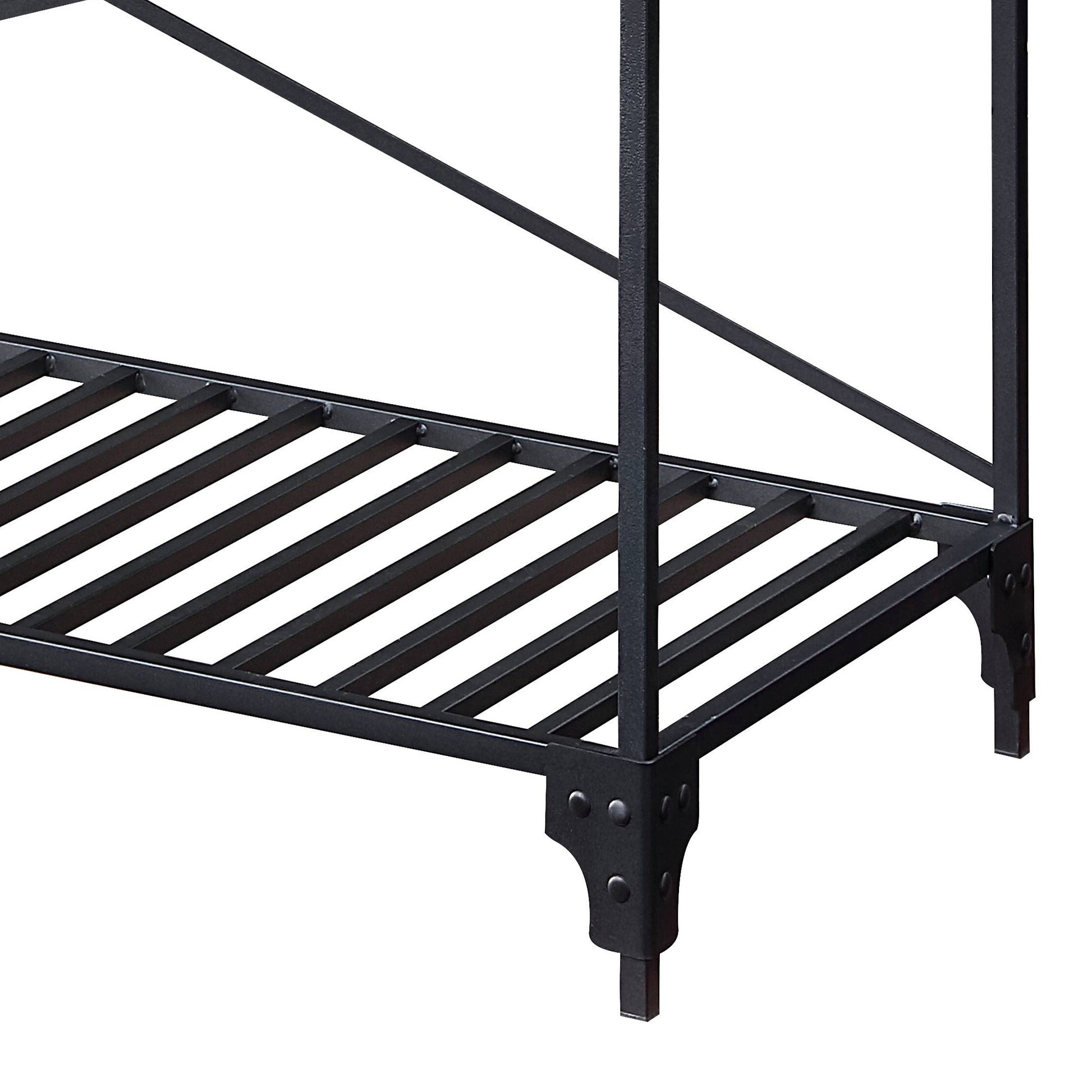 Black And Concrete 2 Shelf Kitchen Island - Black