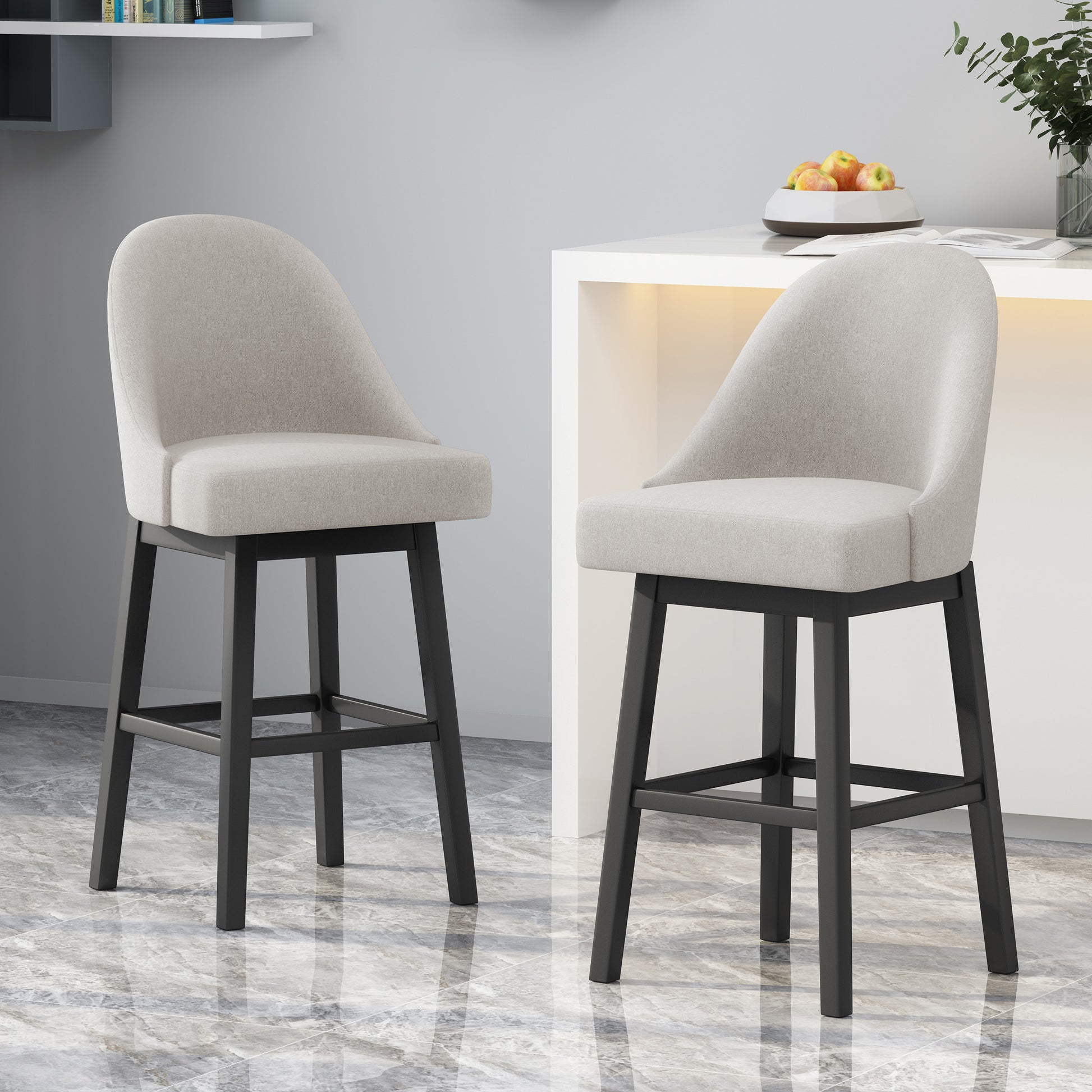 Swivel Barstool Mp2 Set Of 2 Wheat Fabric