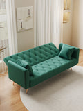 71 Inch Convertibleseat Sofa, American Retro Green Velvet, Suitable For Small Living Room, Bedroom, Office Green Velvet 2 Seat