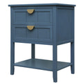 2 Drawer Side Table,American Style, End Table,Suitable For Bedroom, Living Room, Study Blue Mdf