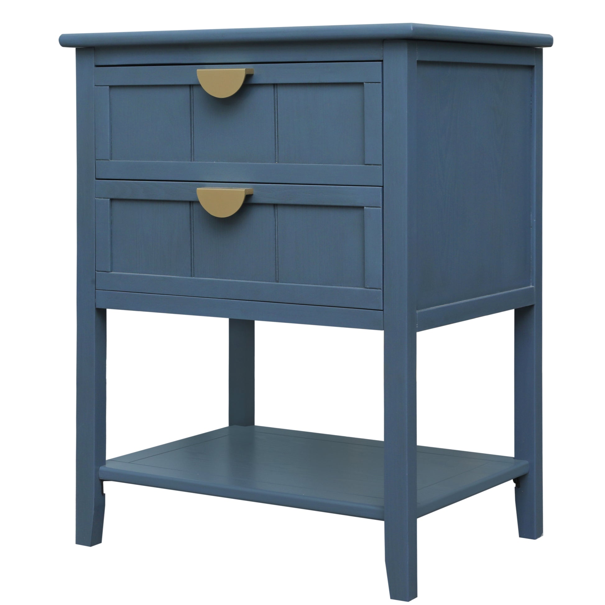 2 Drawer Side Table,American Style, End Table,Suitable For Bedroom, Living Room, Study Blue Mdf