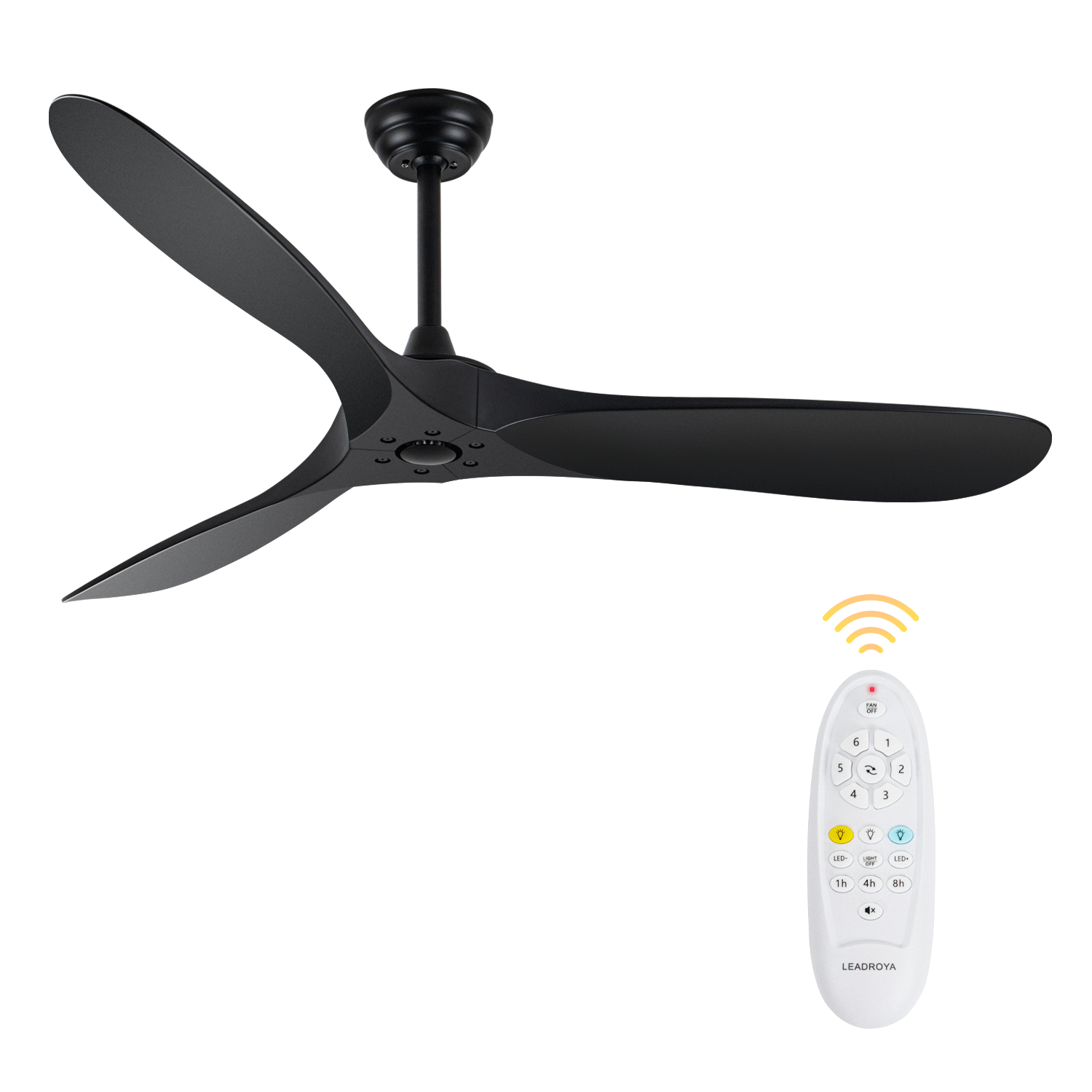 60 Inch Ceiling Fan With Remote Control Timed Lighting, Reversible Airflow And Quiet Operation For Living Room & Bedroom & Outdoor Black Modern Abs