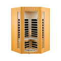 Two Person Hemlock Indoor Far Infrared Sauna Room Natural Wood Metal & Wood