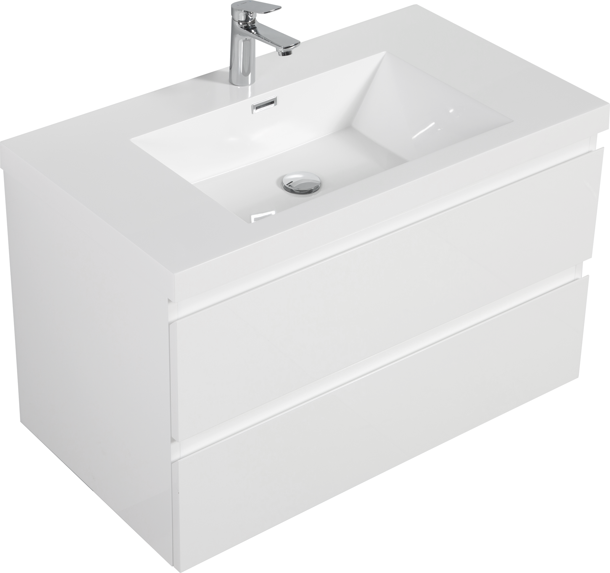 36" Floating Bathroom Vanity With Sink, Modern Wall Mounted Bathroom Storage Vanity Cabinet With Resin Top Basin And Soft Close Drawers, Glossy White 24V11 36Gw Glossy White Wood