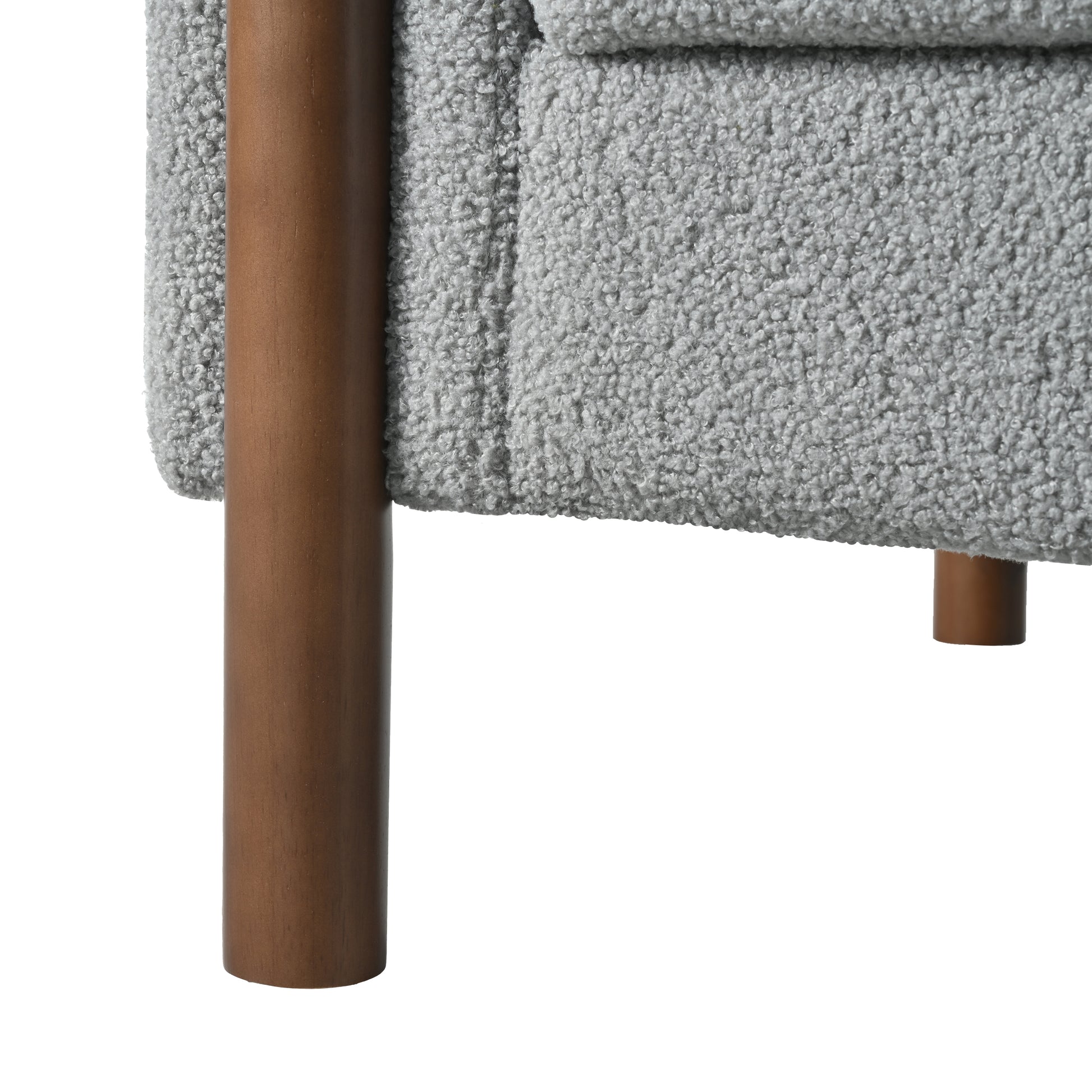 Oversized Accent Chair, Upholstered Living Room Chairs Single Sofa Chair With Walnut Legs, Curved Handrail, Grey Grey Teddy