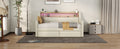 Twin Size Daybed With Storage Drawers, Upholstered Daybed With Charging Station And Led Lights, Beige Expect Arrive Date: Jun.,20Th. Twin Beige Pu Leather