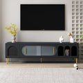 Modern Tv Stand For Up To 70 Inch Tv, Entertainment Center Tv Media Console Table, With 3 Shelves And 2 Cabinets, Tv Console Cabinet Furniture For Living Room Old Sku: Wf314645Aab Black 60 69 Inches Mdf