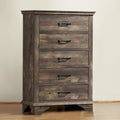 Fiza 52 Inch Tall Dresser Chest, 5 Gliding Drawers, Rustic Gray Solid Wood Gray Solid Wood