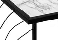 Accent Table, C Shaped, End, Side, Snack, Living Room, Bedroom, White Marble Look Laminate, Black Metal, Contemporary, Modern White Metal