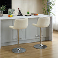 Counter Height Bar Stools Kitchen Island Barstools Adjustable Swivel Counter Stool Bar Height Island Chairs With Back,Set Of 2, Cream Cream American Design Set Of 2 Foam Pu Leather