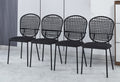 Black Sennit Chair,Set Of 4,Dining Chair,Coffee Chair Black Metal