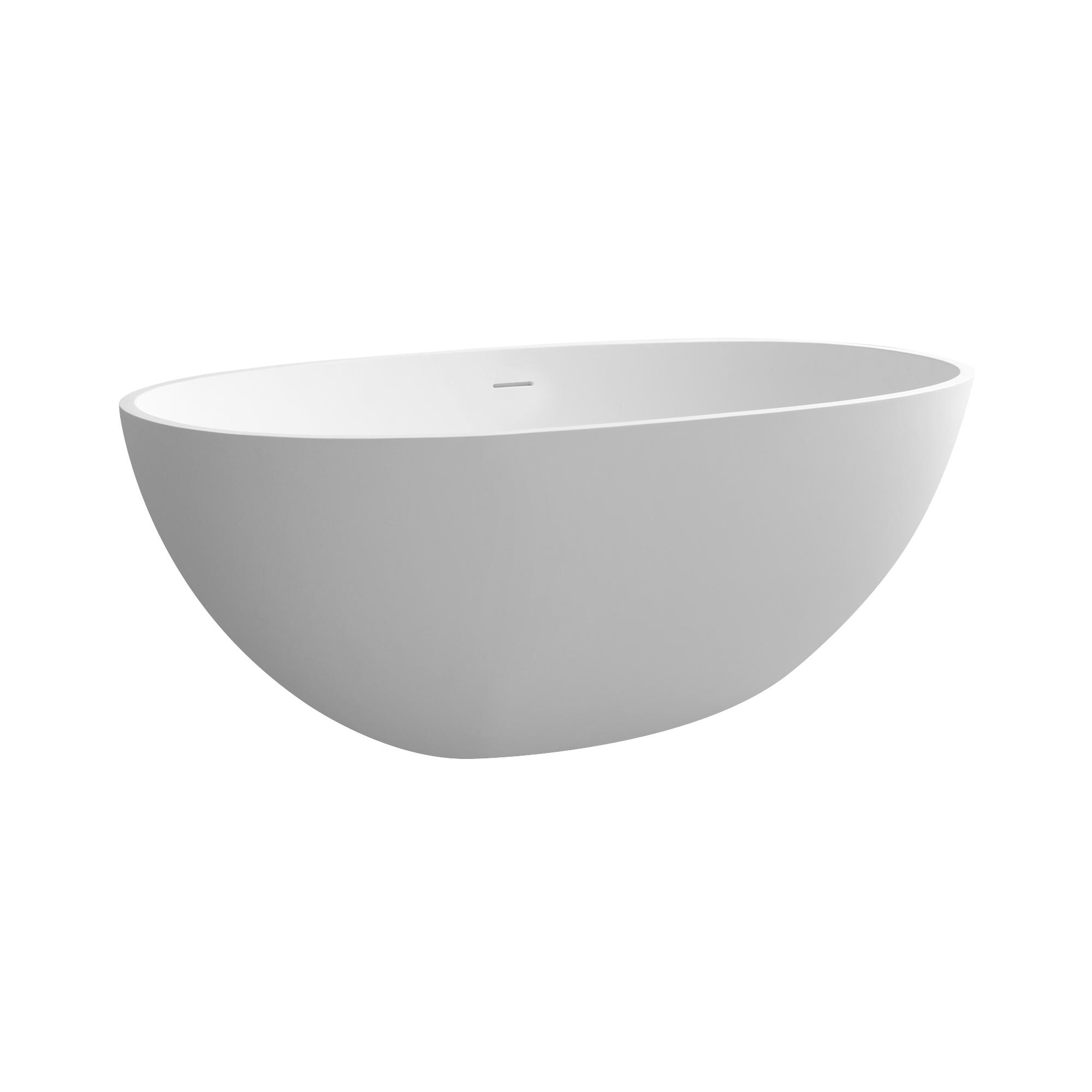 55" Solid Surface Soaking Bathtub Matte White Freestanding Tubs Matte Center Front Solid Surface