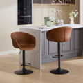 Adjustable Swivel Bar Stools, Mid Century Modern Pu Leather Upholstered Counter Height Bar Stool, Kitchen Island Barstools With Minimalism Style, 1 Chair 1Carton,Brown Brown Pu Mid Century Modern,Minimalist Bar Stools 1 Foam Pu Leather