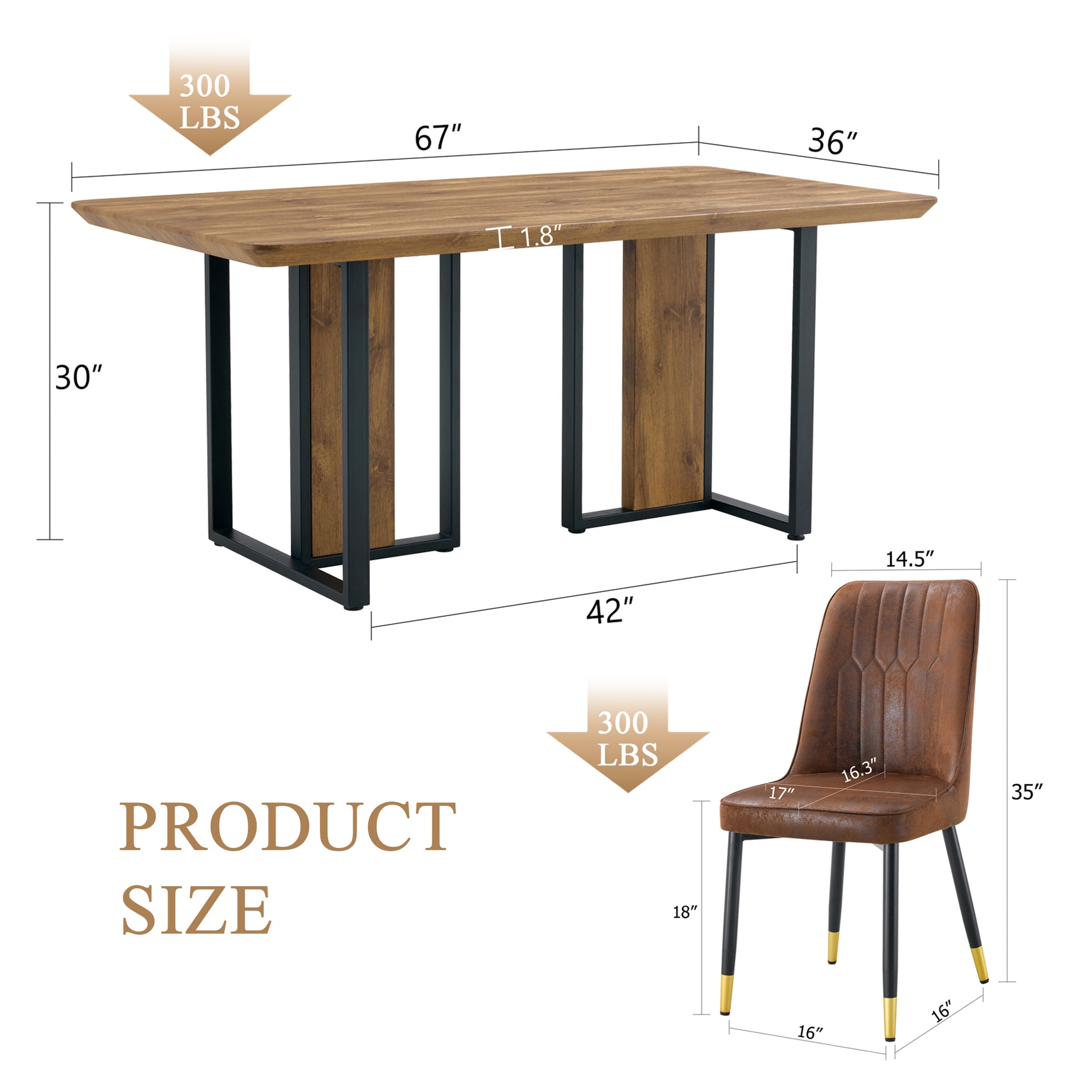 Table And Chair Set.67"X36" Wood Textured Mdf Dining Table Set With 6 Brown Suede Chairs.Mdf Sticker,Wood Colored Texture Sticker,Brown Armless Dining Chair,Suitable For Kitchen,Dining Room,Etc.