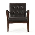 Club Chair, Mid Century Modern Faux Leather Club Chair With Wood Frame Brown Pu