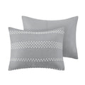 3 Piece Clipped Jacquard Duvet Cover Set King Gray Polyester