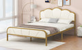 Full Size Metal Platform Bed With Upholstered Headboard And Footboard Box Spring Not Required Full Gold White Metal Bedroom Bed Frame Metal