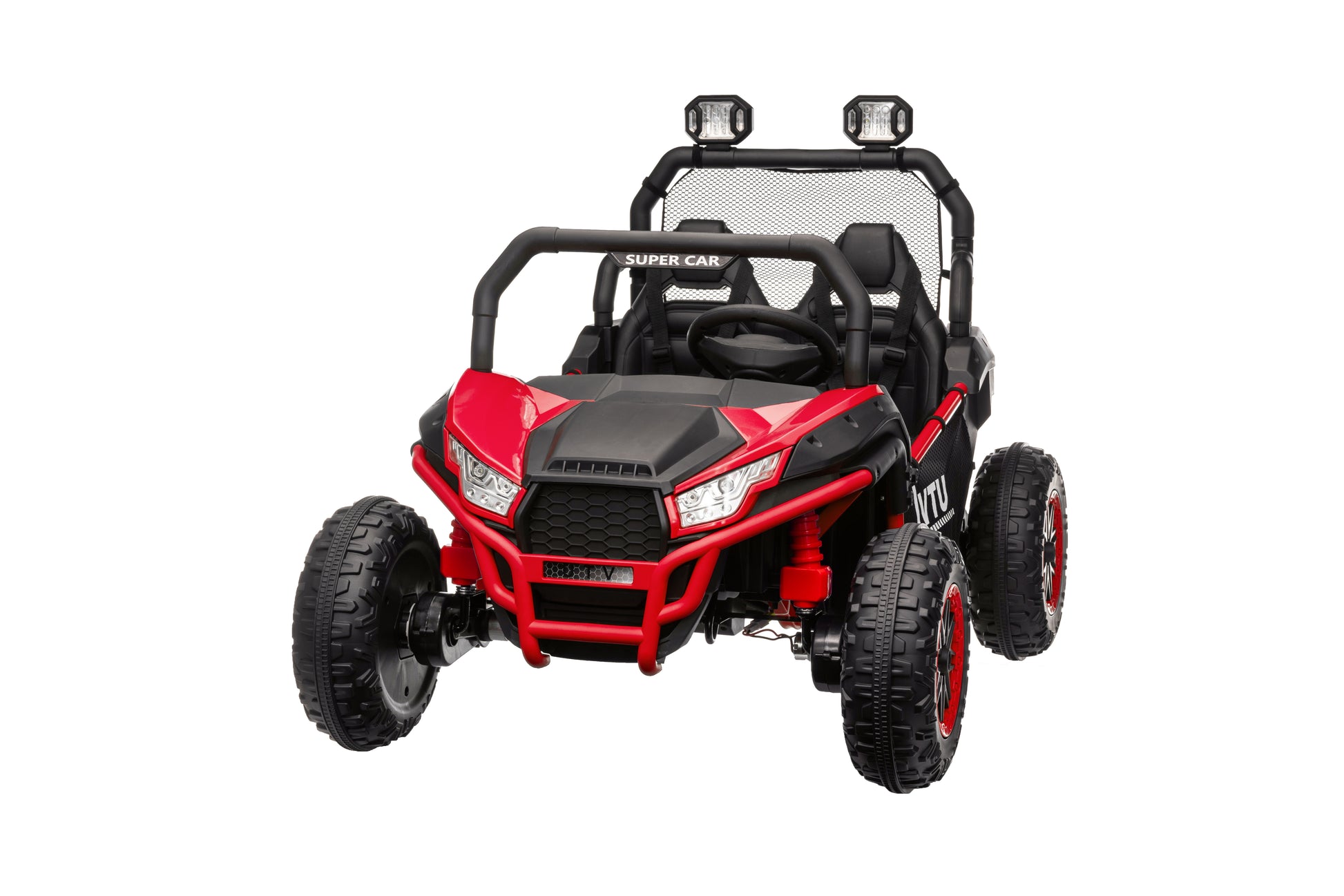 24 Volt Ride On Toys With Remote, Metal Frame Electric Powered Off Road Utv With 2 Xl Seater, 4X200W 5Mph Max, 4Wd 2Wd Switchable, 3 Speeds, Bluetooth, Storage,Red Red Abs