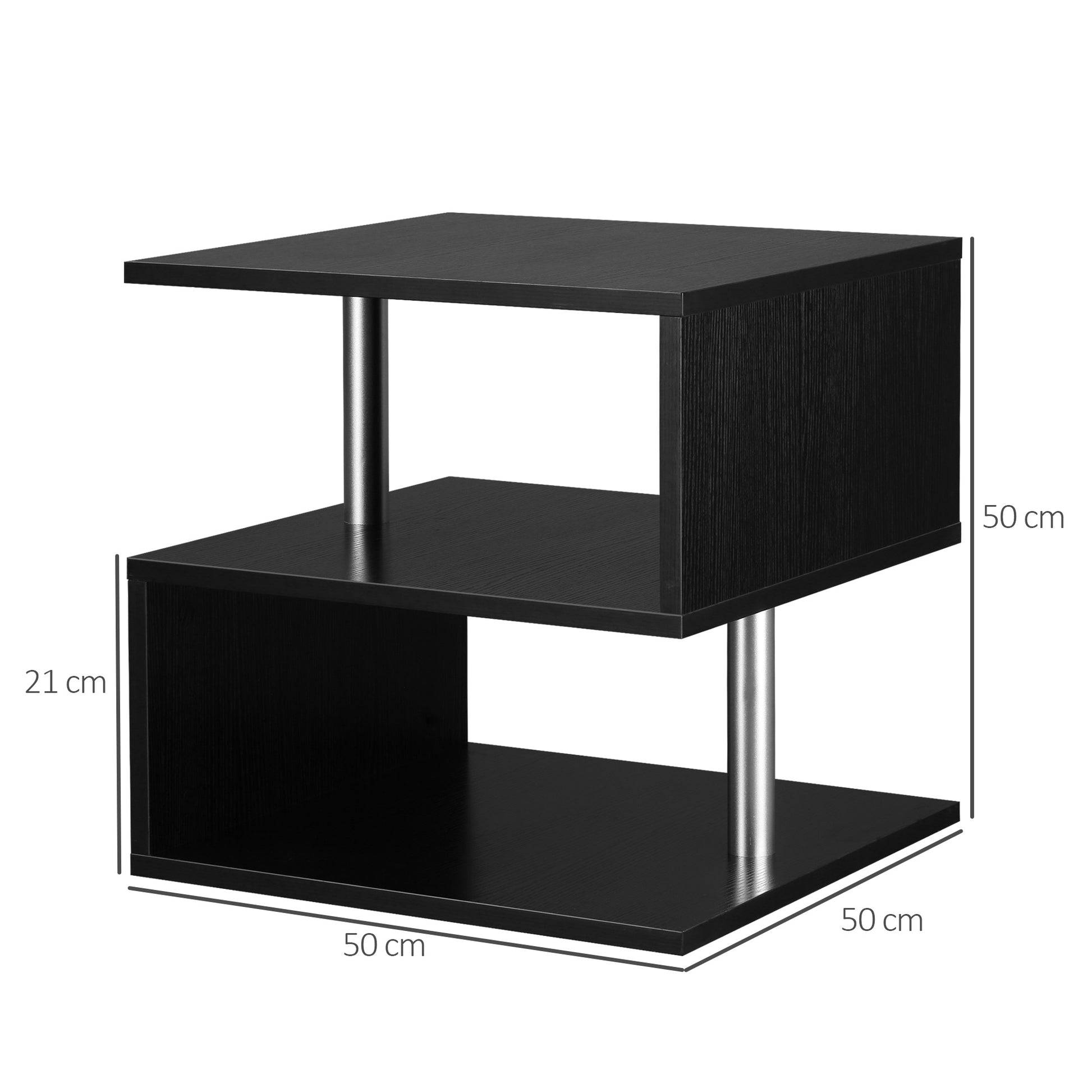 Dfw Coffee Tables For Living Room Modern Black Coffee Table With S Shaped 3 Tiers Open Storage Shelf Matte Center Sofa Tea Table For Home Office Furniture Black 19.70" Tall Black White Primary