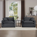 Luxurious And Sophisticated Deep Seated Sofa Set With Two Single Chairs In Grey Corduroy Fabric, Suitable For Bedroom And Office Grey Corduroy 2 Seat