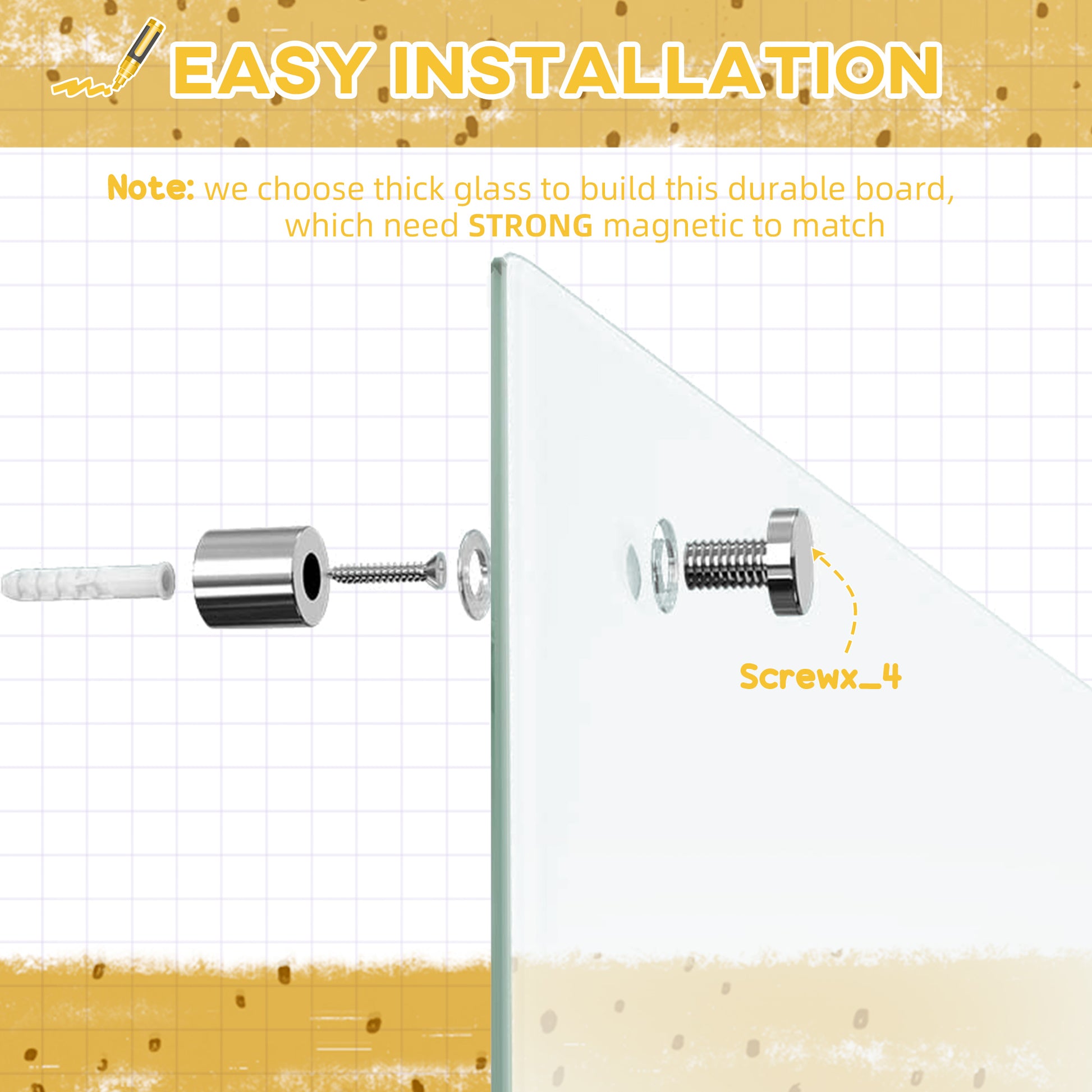 Vinsetto 35"X23" Dry Erase Wall Calendar Glass Whiteboard Monthly Planner For Homeschool Supplies & Home Office Organization With 4 Markers And 1 Eraser,Frameless White Glass