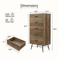 5 Drawer Chest Spacious And Stylish Chest Of Drawers, Dresser For Bedroom, Closet, Hallway, 23.6