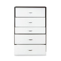 White And Espresso 5 Drawer Chest Espresso White Bedroom Contemporary Particle Board Mdf