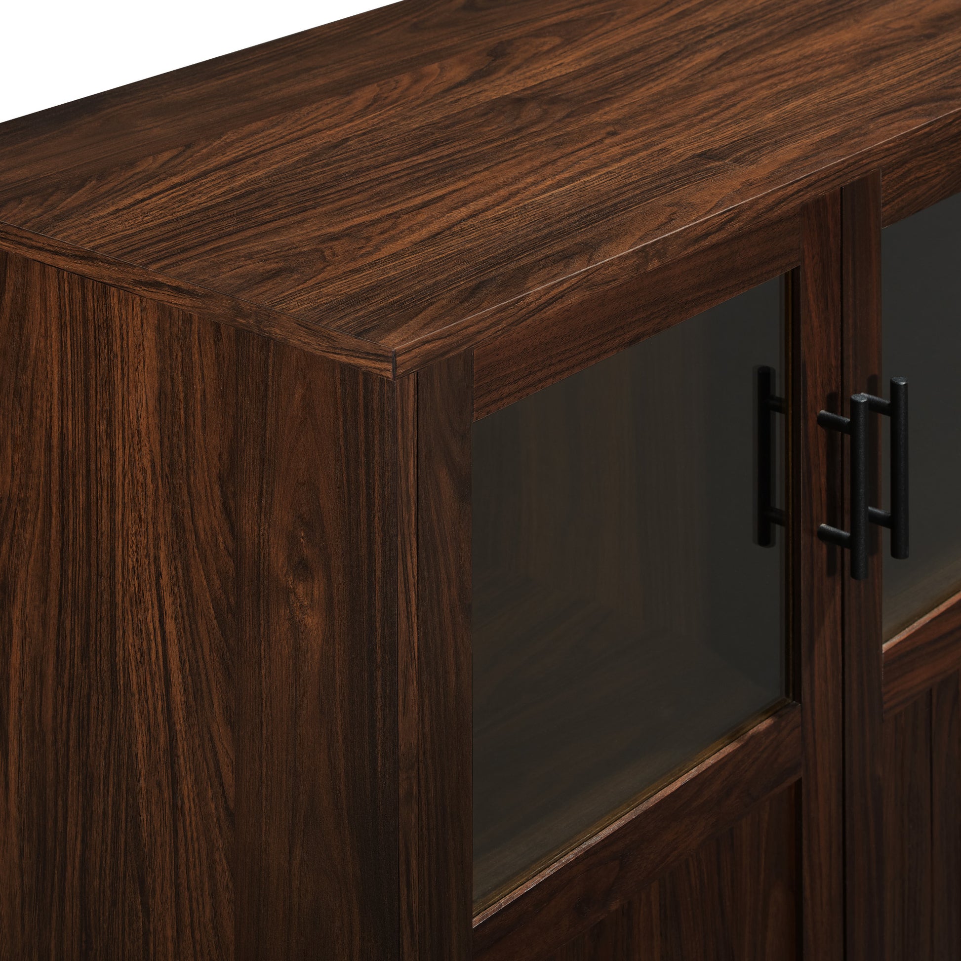 Modern Grooved Door Accent Cabinet Dark Walnut Dark Brown Mdf Mdf